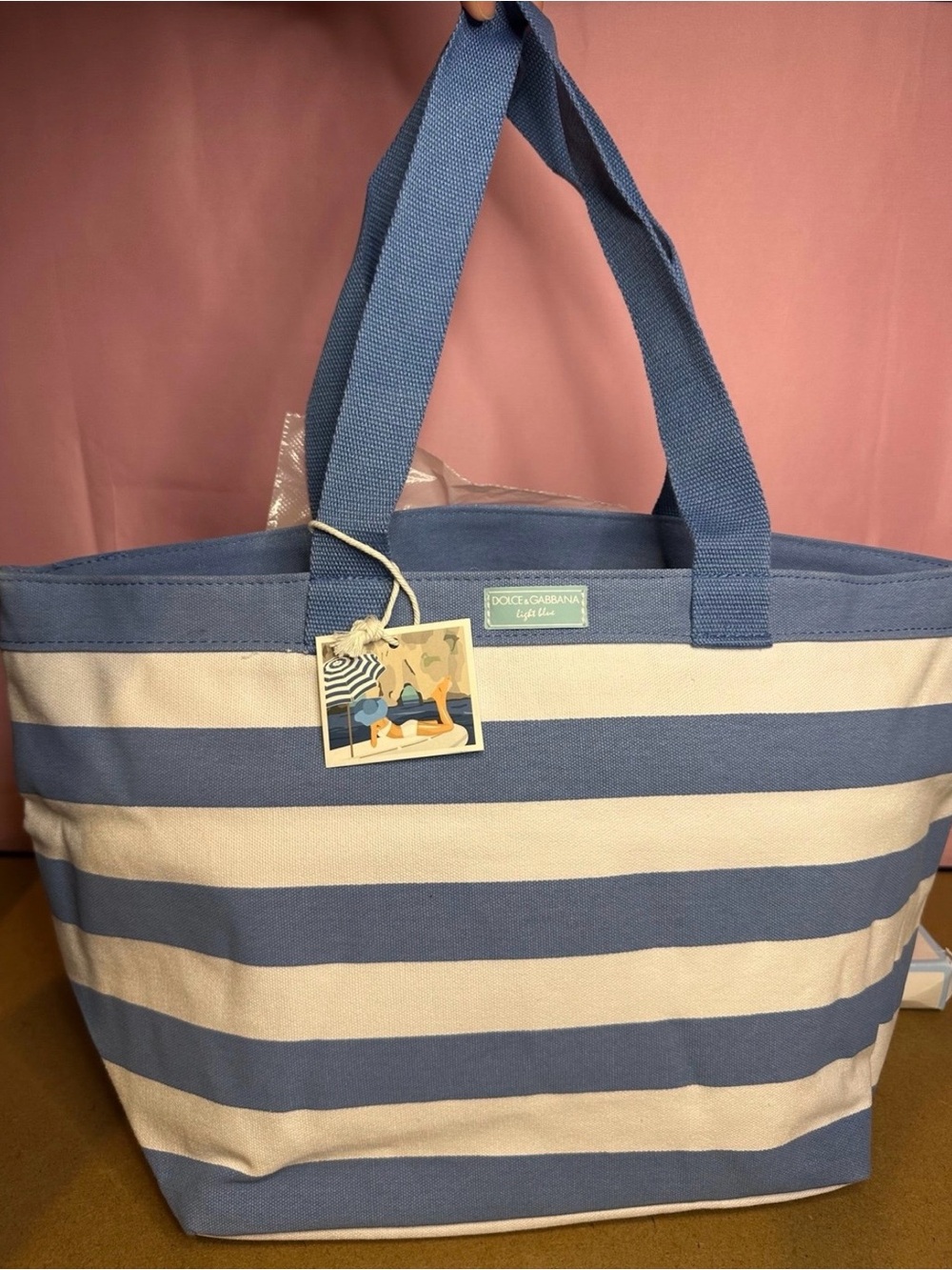 Dolce & Gabbana Light Blue Perfume Canvas Tote Bag (comes in original box)